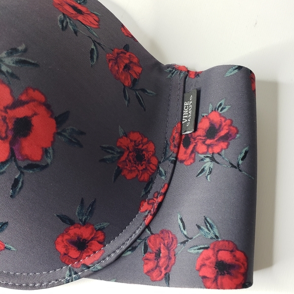 Vince Camuto Padded Underwire Soft Cup No Show Through Dark Floral 42C Bra - Picture 4 of 10